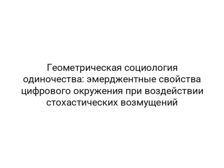 Геометрическая социология одиночества: эмерджентные свойства цифрового окружения при воздействии стохастических возмущений
